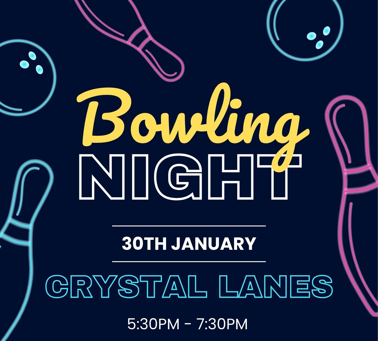 Navy Minimalist Bowling Night Flyer – 1